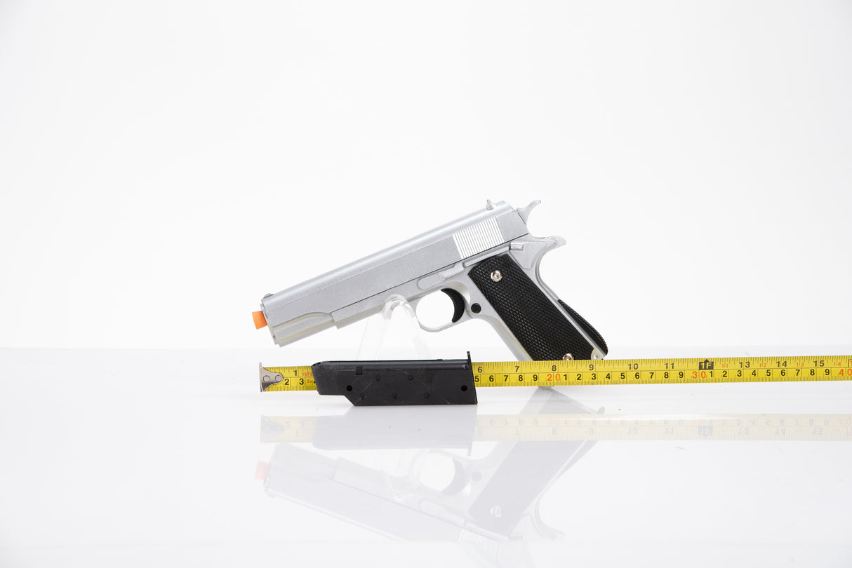 Silver Metal 1911 Style Pistol Fake Film Prop - Wulfgar Props
