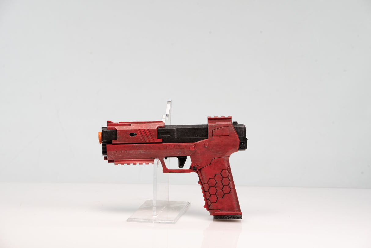 Red Hex Blaster Prop Pistol - Futuristic Costume Gun