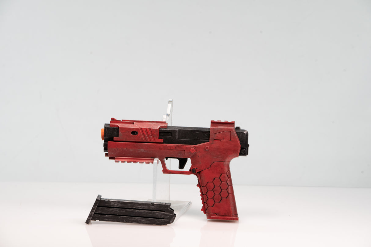 Red Hex Blaster Prop Pistol - Futuristic Costume Gun