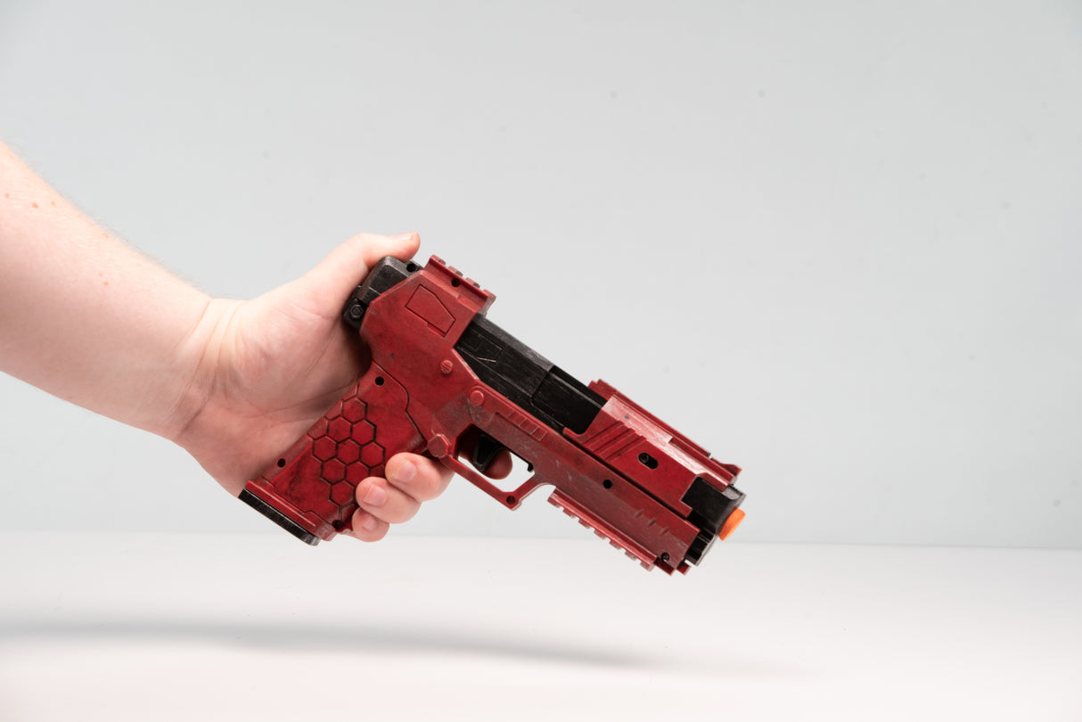 Red Hex Blaster Prop Pistol - Futuristic Costume Gun