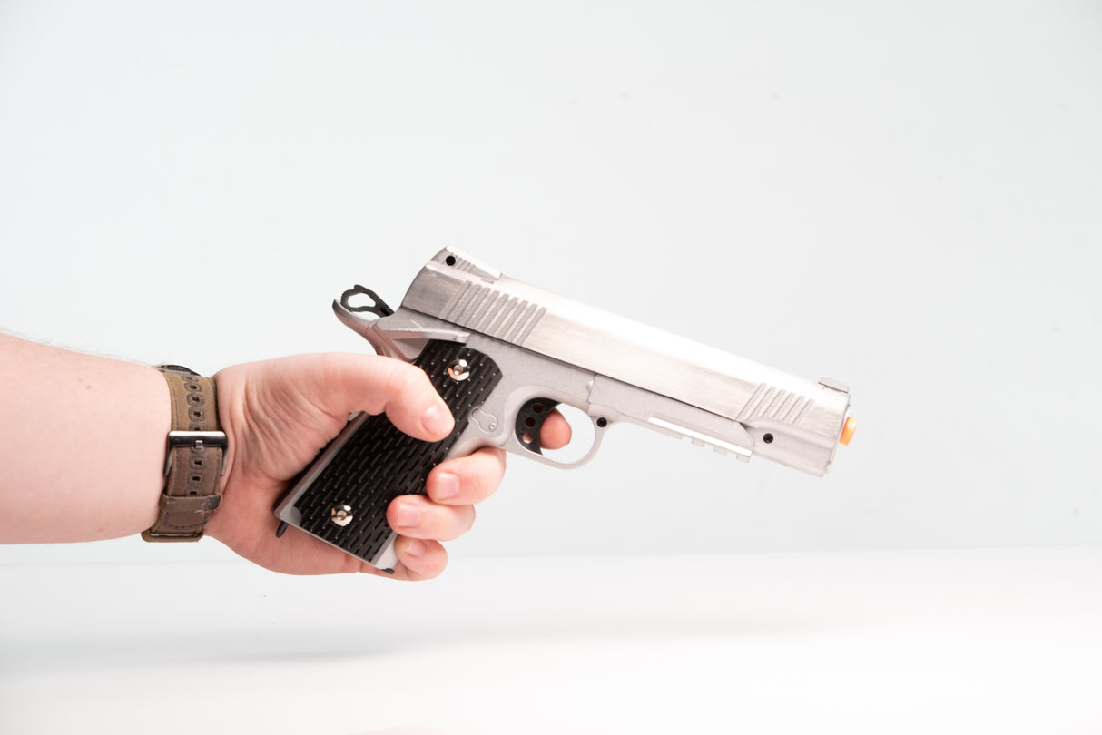 R1 Enhanced Metal Shiny Top 1911 Pistol Fake Film Costume Prop