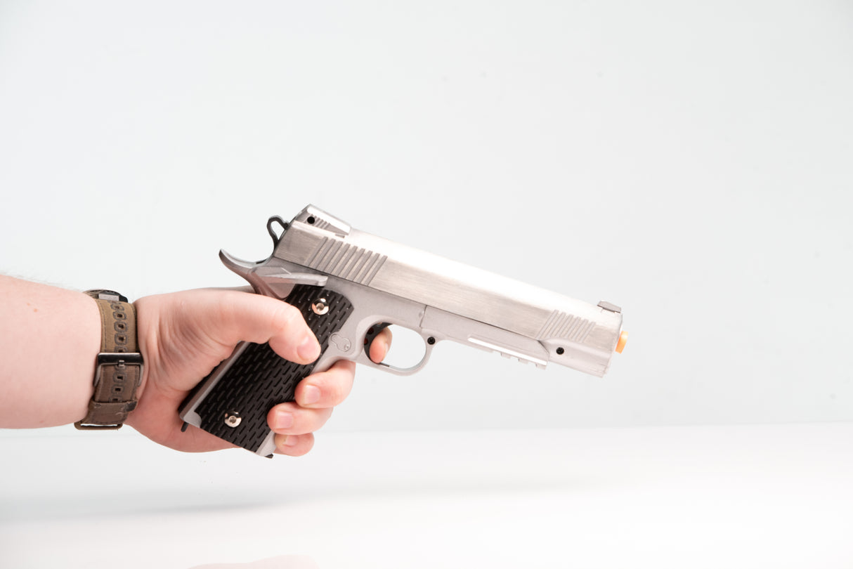 R1 Enhanced Metal Shiny Top 1911 Pistol Fake Film Costume Prop