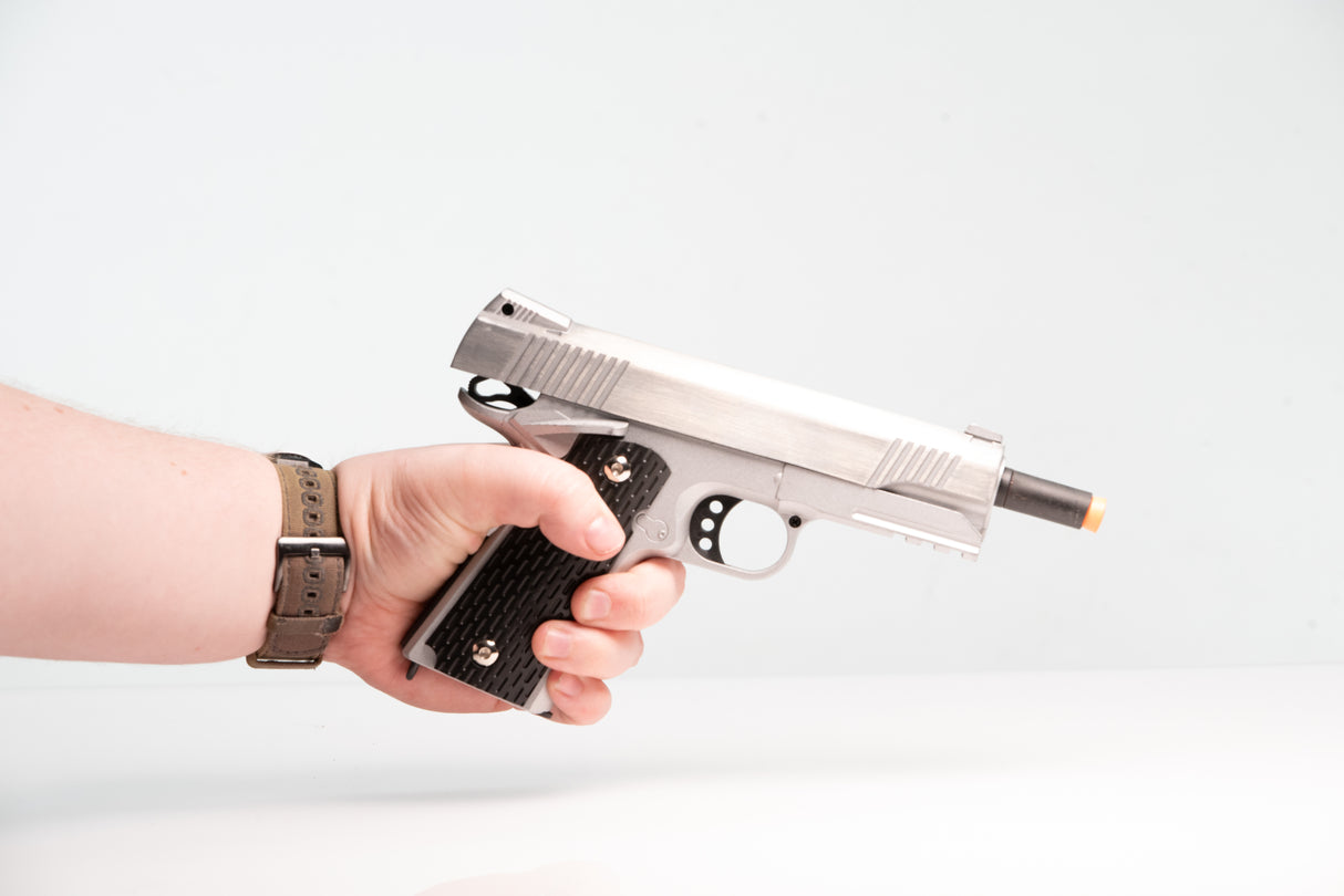 R1 Enhanced Metal Shiny Top 1911 Pistol Fake Film Costume Prop