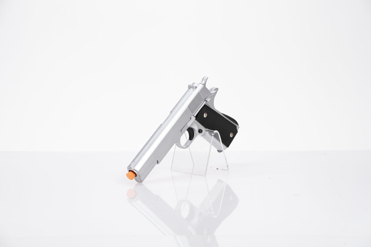 Silver Metal 1911 Style Pistol Fake Film Prop - Wulfgar Props