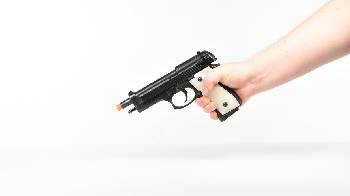 Pearl Grip Metal Pistol M9 Fake Costume Prop