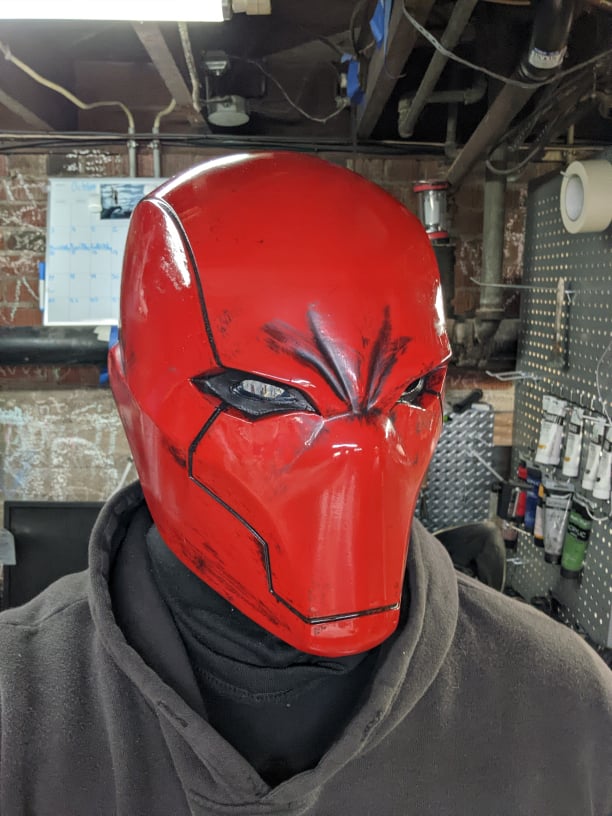 Red Vigilante Helmet Wearable Costume Cowl Mask Helm Wulfgar Props